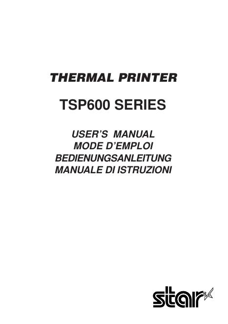 star TSP600 SERIES THERMAL PRINTER 用户手册
