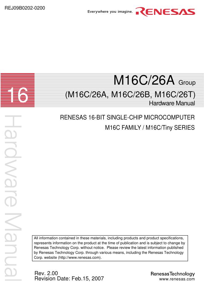RENESAS M16C/26A, M16C/26B, M16C/26T 硬件手册