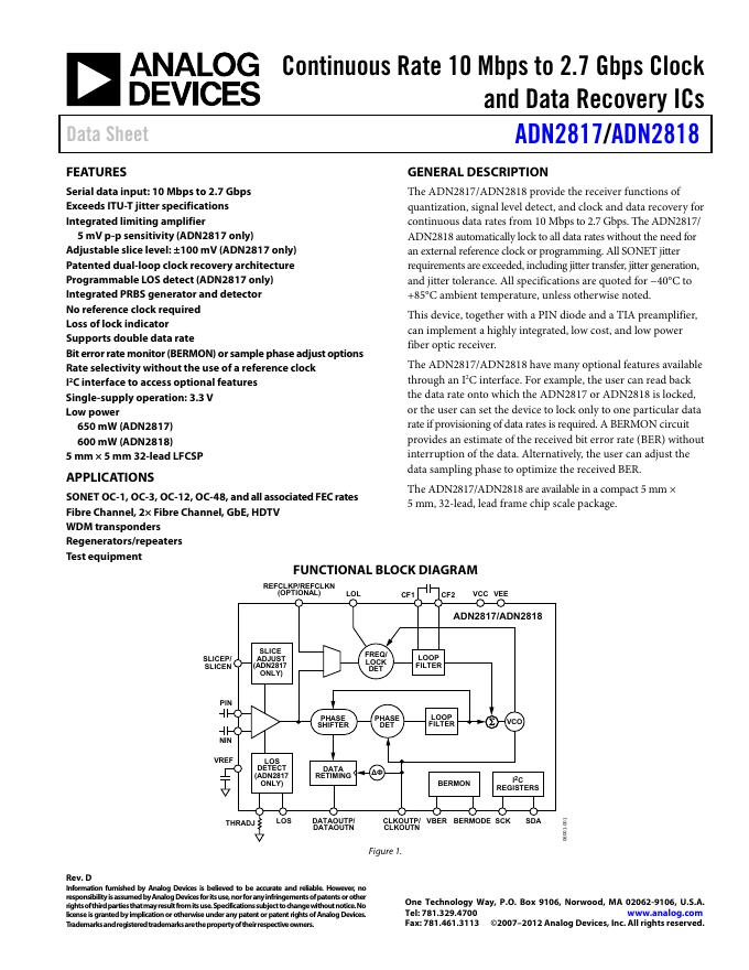 ANALOG DEVICES ADN2817 英文产品数据手册 Rev D
