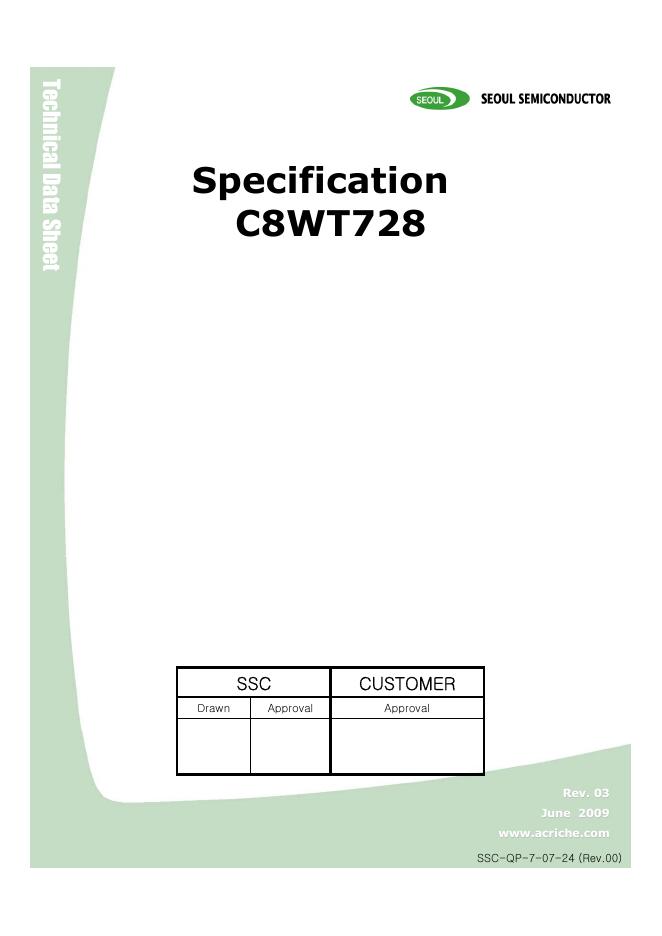 SEOUL SEMICONDUCTOR Specification C8WT728 使用手册