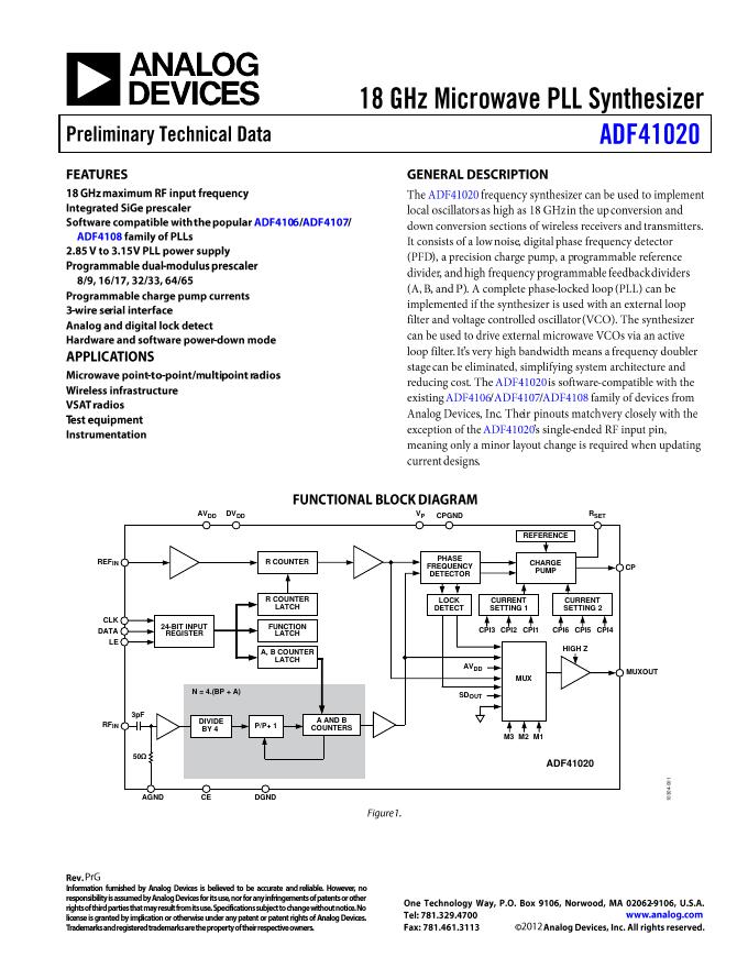 ANALOG DEVICES ADF41020 英文产品数据手册