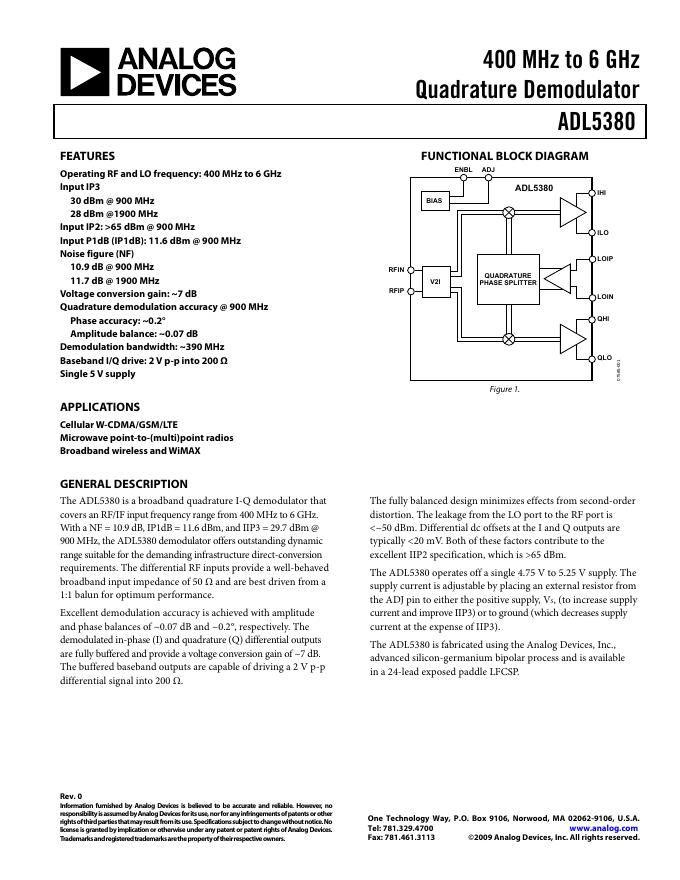 ANALOG DEVICES adl5380 英文产品数据手册
