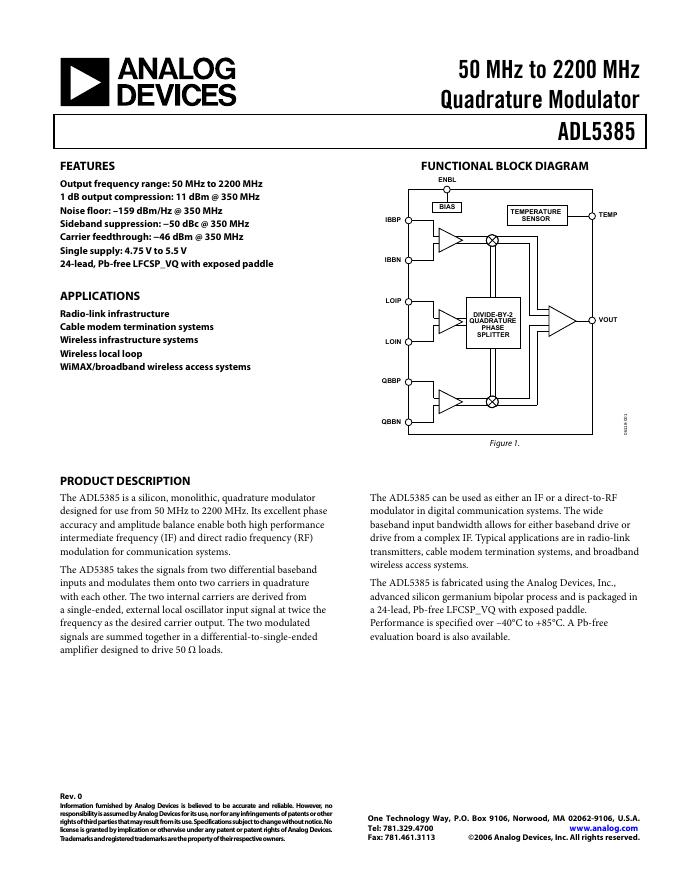 ANALOG DEVICES ADL5385 英文产品数据手册