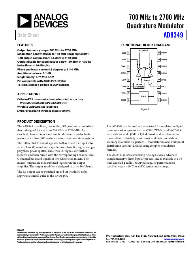 ANALOG DEVICES AD8349 英文产品数据手册
