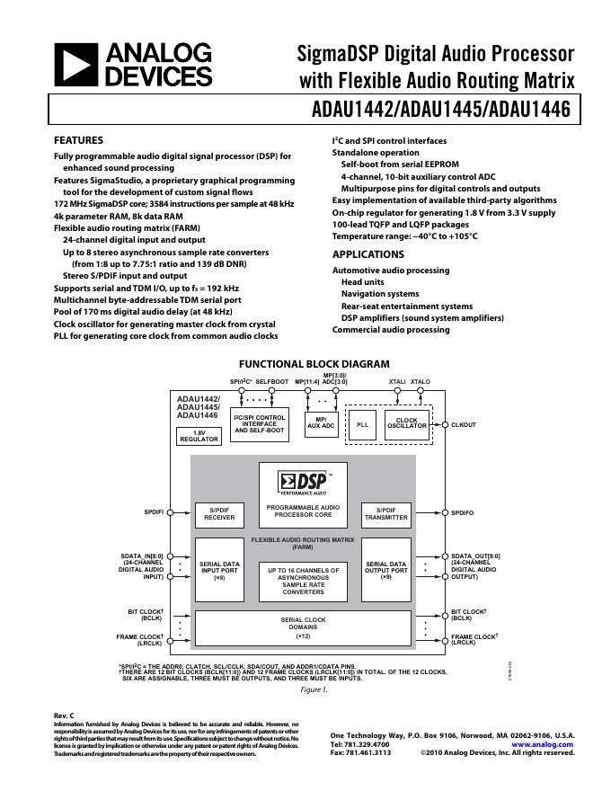 ANALOG DEVICES ADAU1442 英文产品 数据手册 Rev C