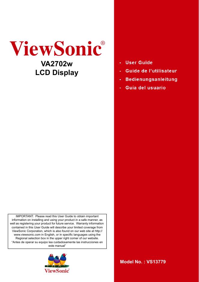 优派 VA2702w LCD Display 使用手册