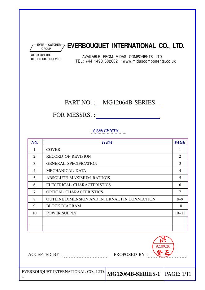 EVERBOUQUET INTERNATIONAL MG12064B-SERIES 数据手册