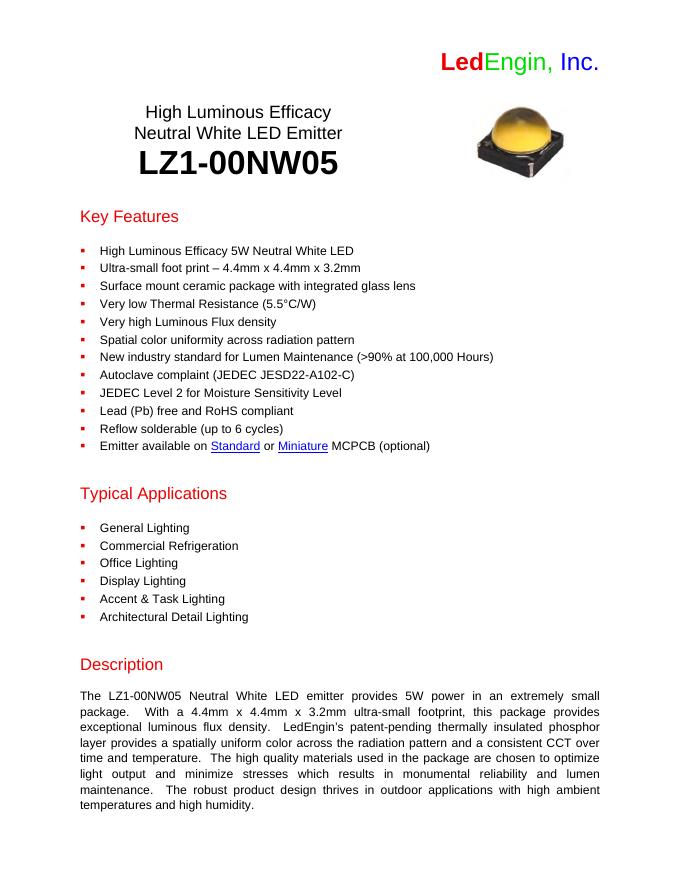 LEDENGIN LZ1-00NW05 数据手册