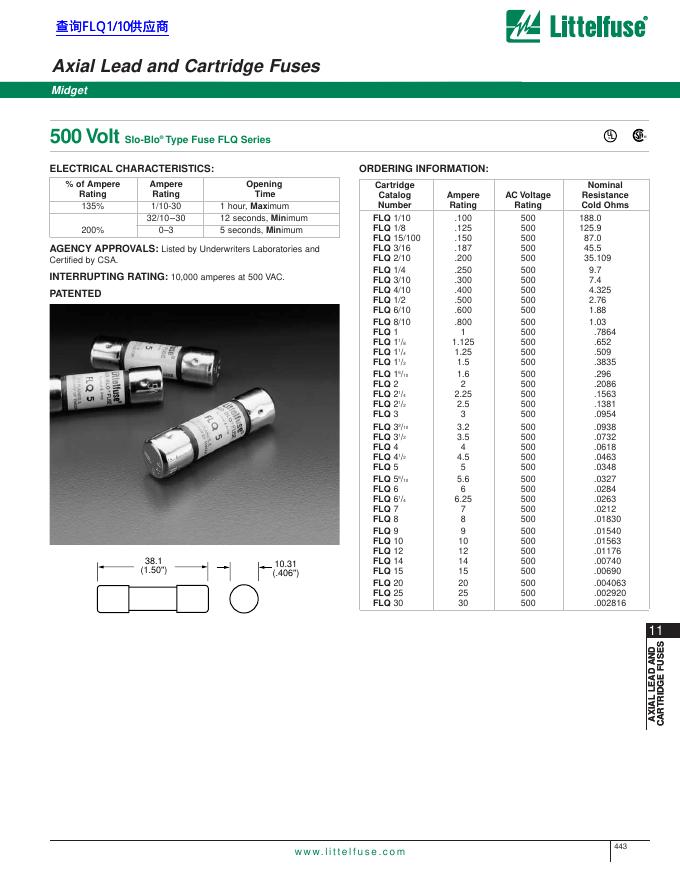 Littelfuse 500 Volt 数据手册
