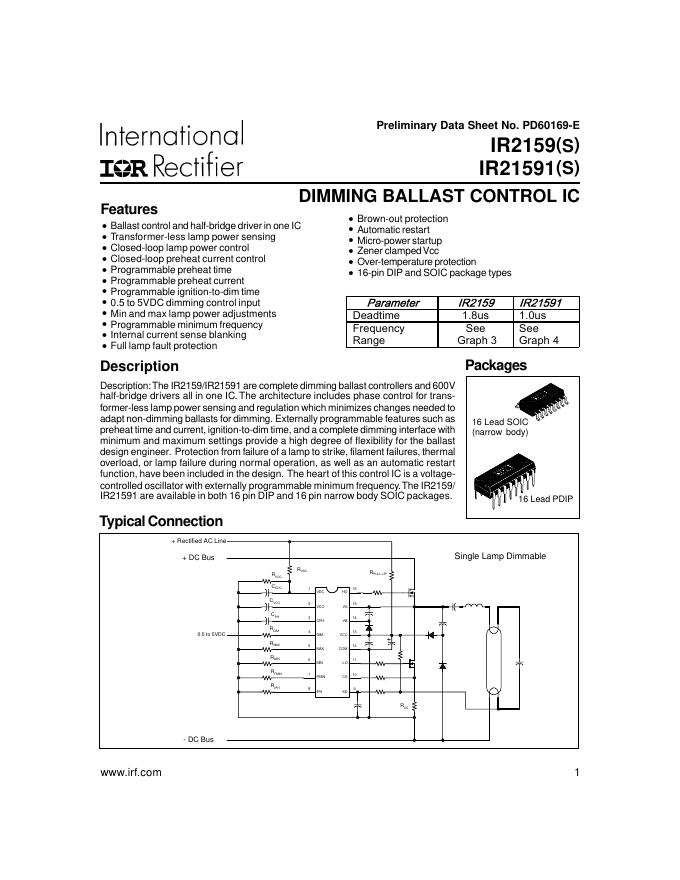 lnternational IOR Rectifier IR2159(S) IR21591(S) 数据手册