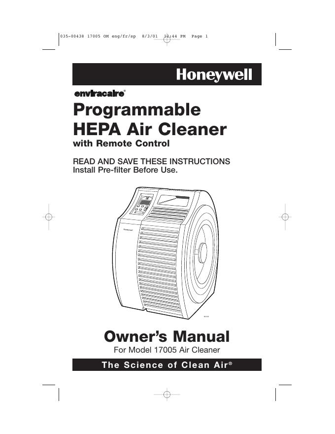 Honeywell HEPA Air Cleaner 用户手册
