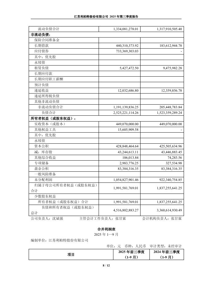 605167-利柏特：2025年第三季度报告_第8页