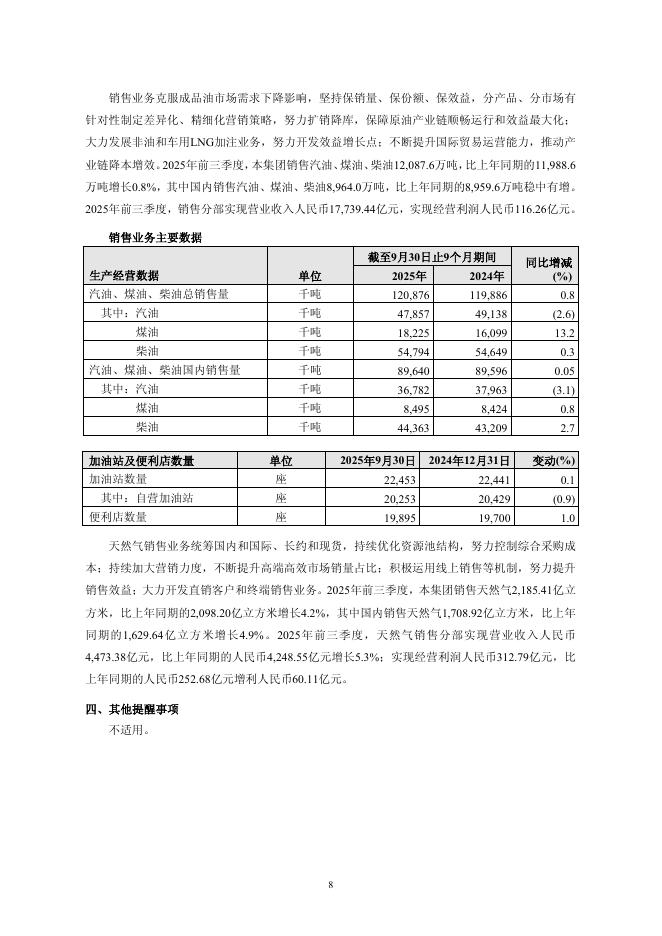 601857-中国石油：中国石油天然气股份有限公司2025年第三季度报告_第8页