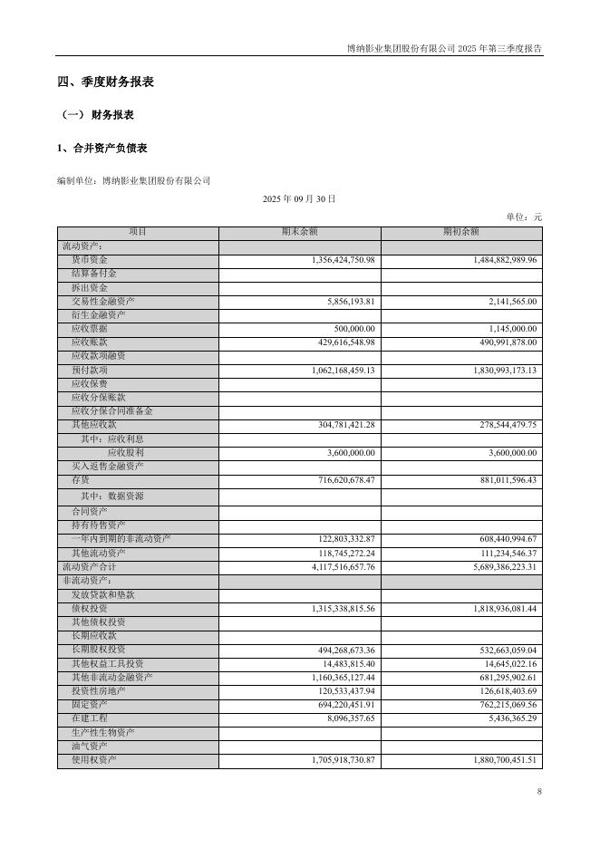 001330-博纳影业：2025年三季度报告_第8页