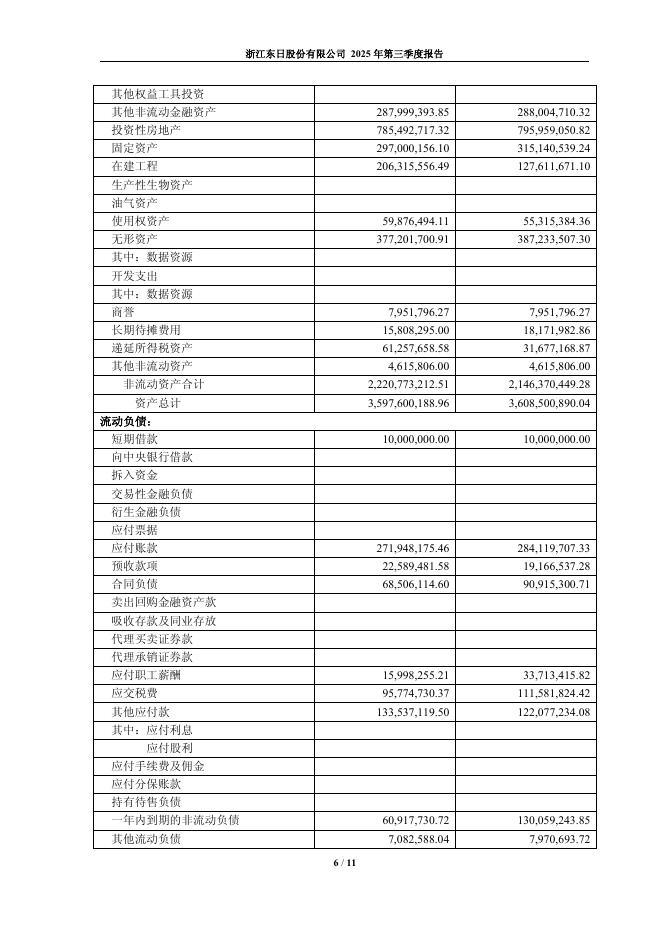 600113-浙江东日：浙江东日股份有限公司2025年第三季度报告(更正)_第6页