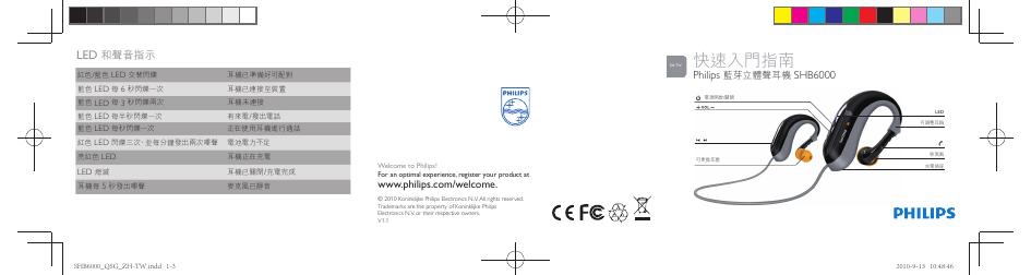 Philips 藍芽立體聲耳機 SHB6000 快速<em>入门</em>指南 海报
