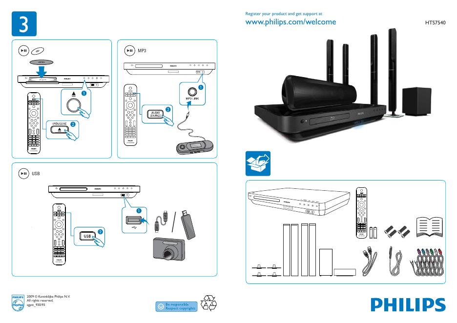 PHILIPS HTS7540 快速<em>入门</em>指南 海报
