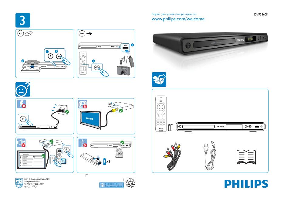 PHILIPS DVP3360K 快速<em>入门</em>指南(英文) 海报