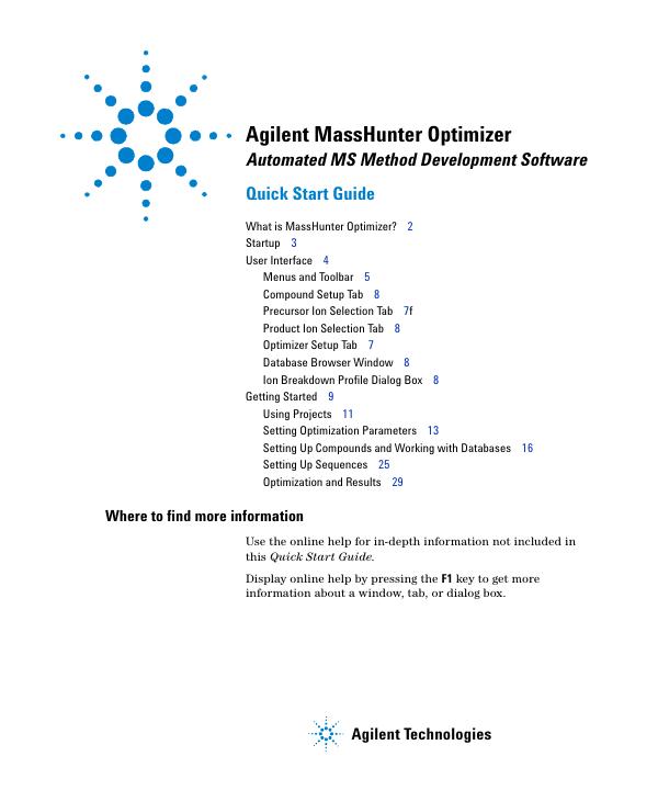 Agilent MassHunter Optimizer 快速<em>入门</em>指南 海报