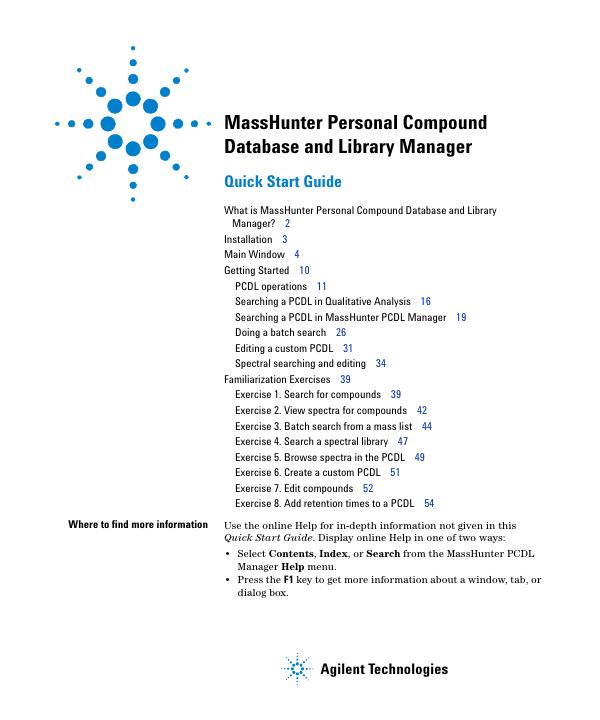 MassHunter Personal Compound Database and Library Manager 快速<em>入门</em>指南 海报