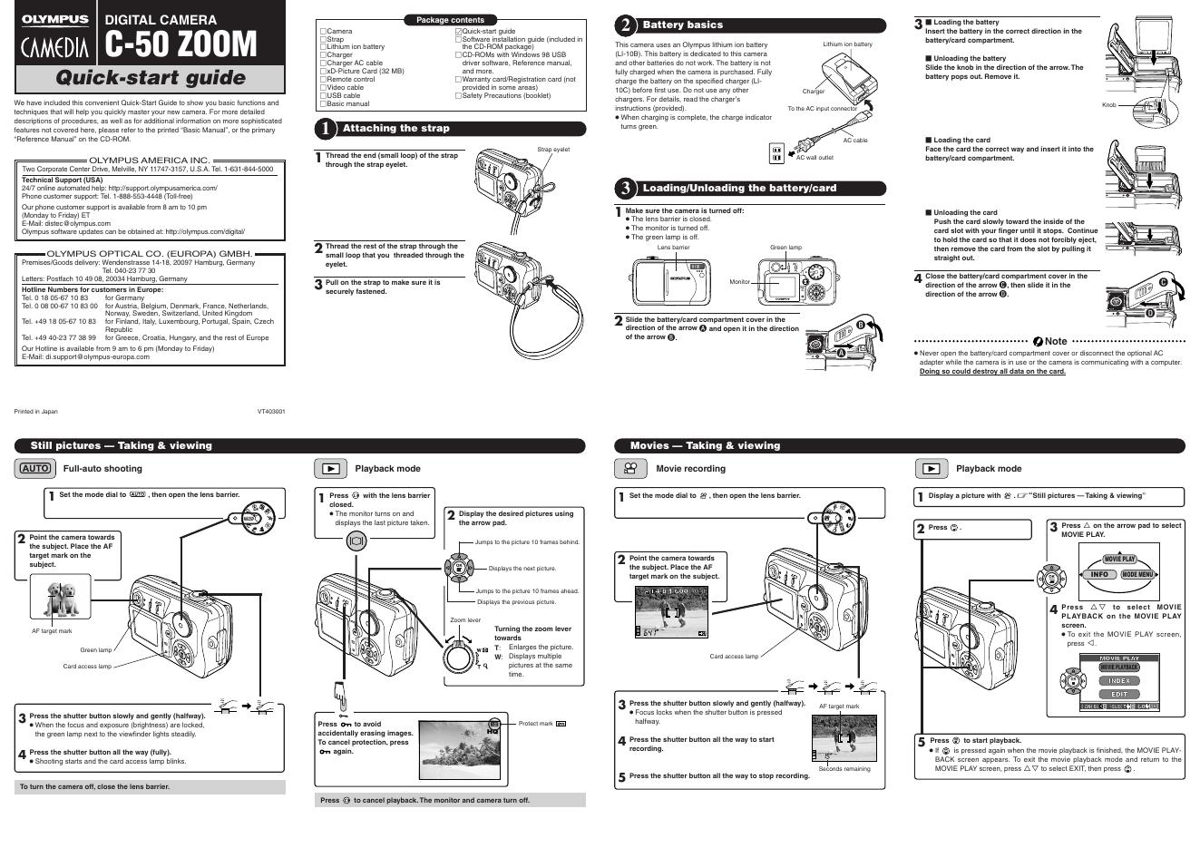 OLYMPUS C-50 ZOOM 快速<em>入门</em>指南 海报