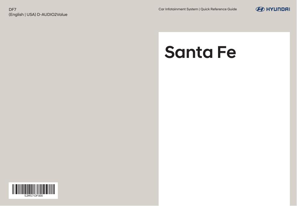 Santa Fe车载信息<em>娱乐</em>系统快速参考指南 海报