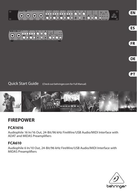 behringer Firepower FCA1616、FCA610音频接口快速<em>入门</em>指南 海报