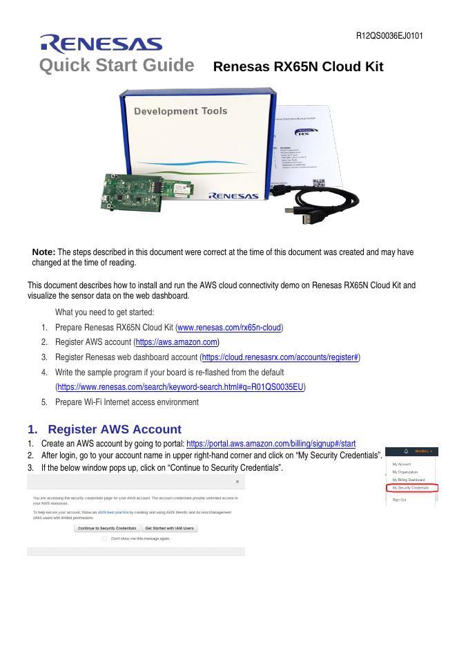 Renesas RX65N Cloud Kit快速<em>入门</em>指南 海报