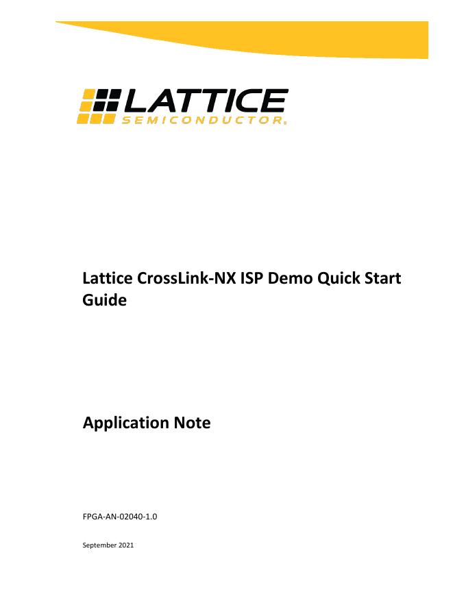 Lattice CrossLink-NX ISP 快速<em>入门</em>指南 海报