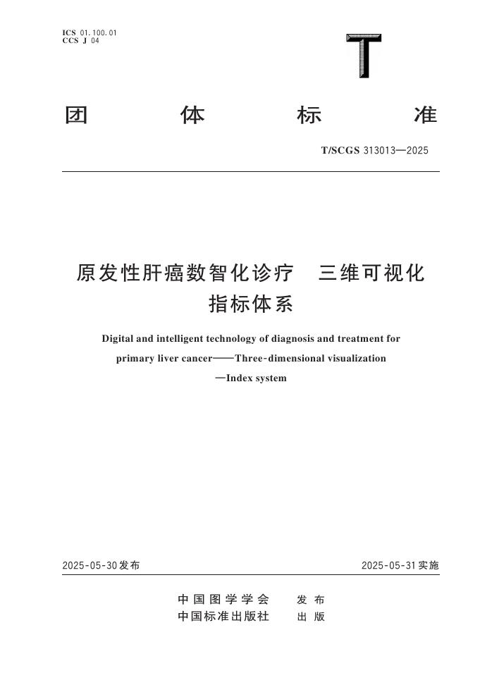 T/SCGS 313013-2025 原发性肝癌数智化诊疗 三维可视化 指标体系