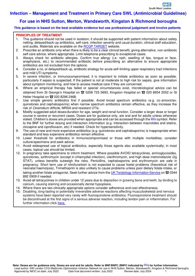 感染管理与治疗指南(抗菌药物指南)