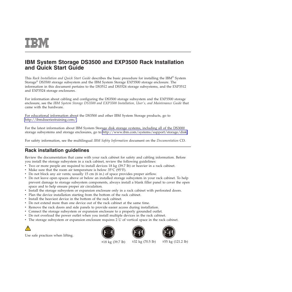 IBM System Storage DS3500 和 EXP3500 机架安装和快速<em>入门</em>指南 海报