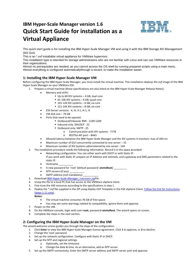 IBM Hyper-Scale Manager 1.6 快速<em>入门</em>指南 海报
