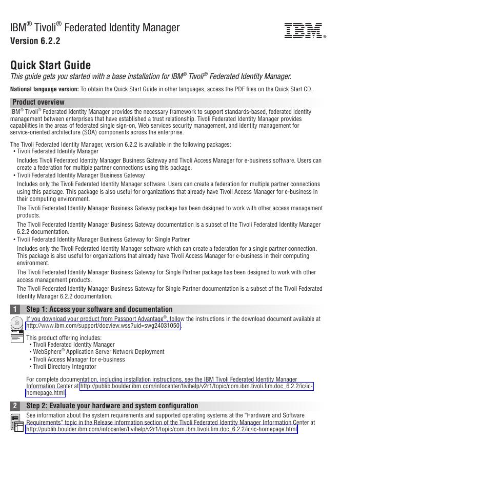 IBM® Tivoli® Federated Identity Manager 6.2.2 快速<em>入门</em>指南 海报