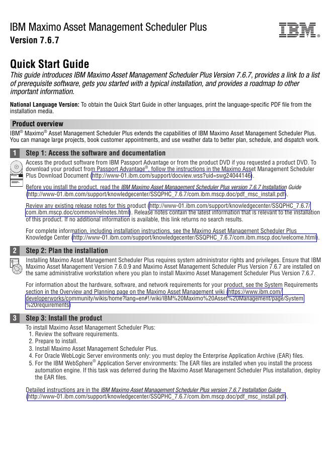 IBM Maximo 资产管理调度程序 Plus 7.6.7 快速<em>入门</em>指南 海报