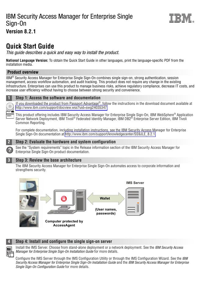 IBM Security Access Manager for Enterprise Single Sign-On 快速<em>入门</em>指南 海报