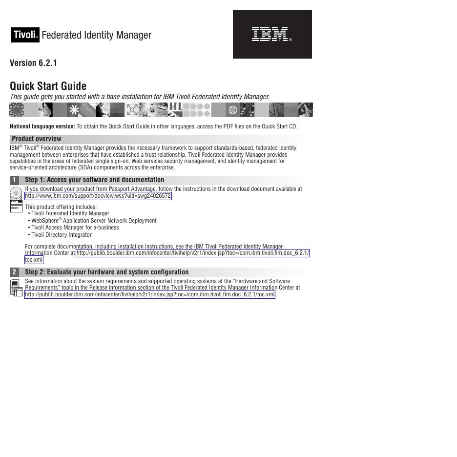 Tivoli® Federated Identity Manager 6.2.1 快速<em>入门</em>指南 海报