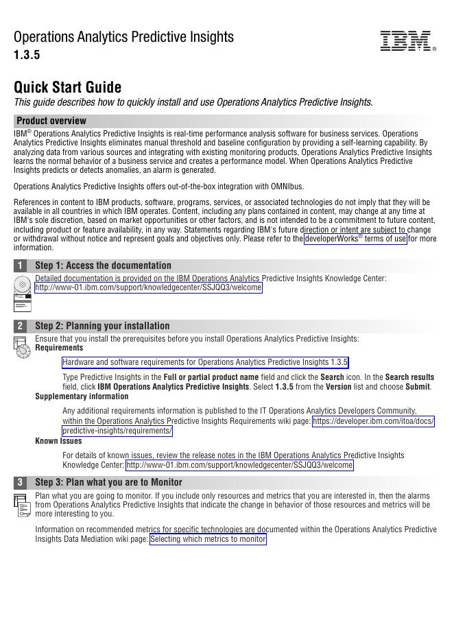Operations Analytics Predictive Insights 1.3.5 快速<em>入门</em>指南 海报