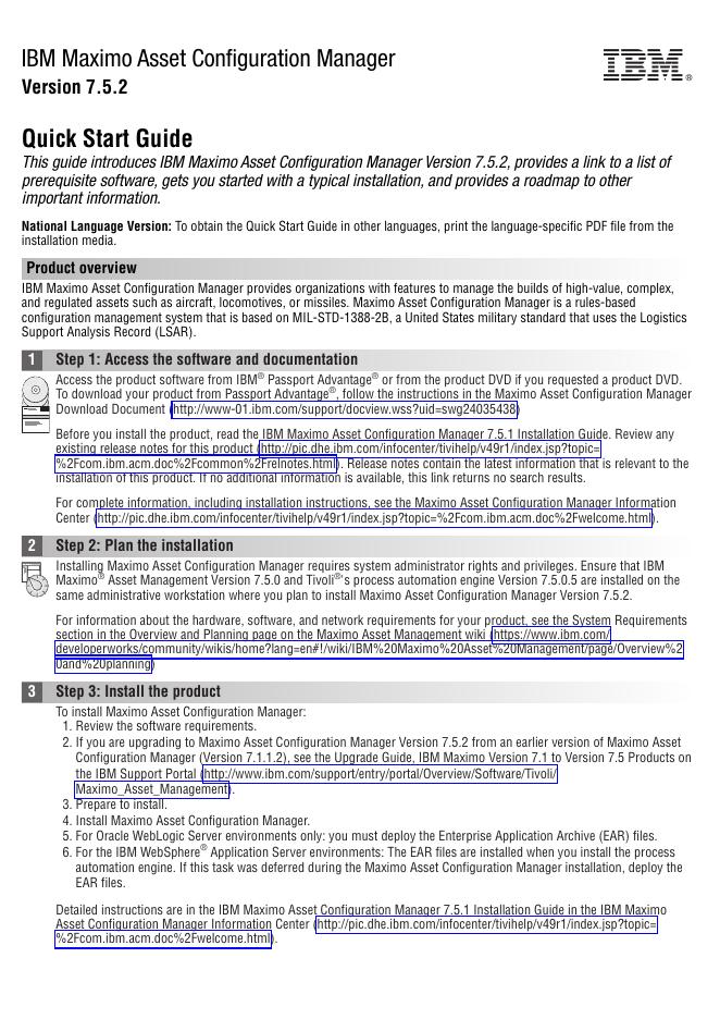 IBM Maximo资产配置管理器7.5.2快速<em>入门</em>指南 海报