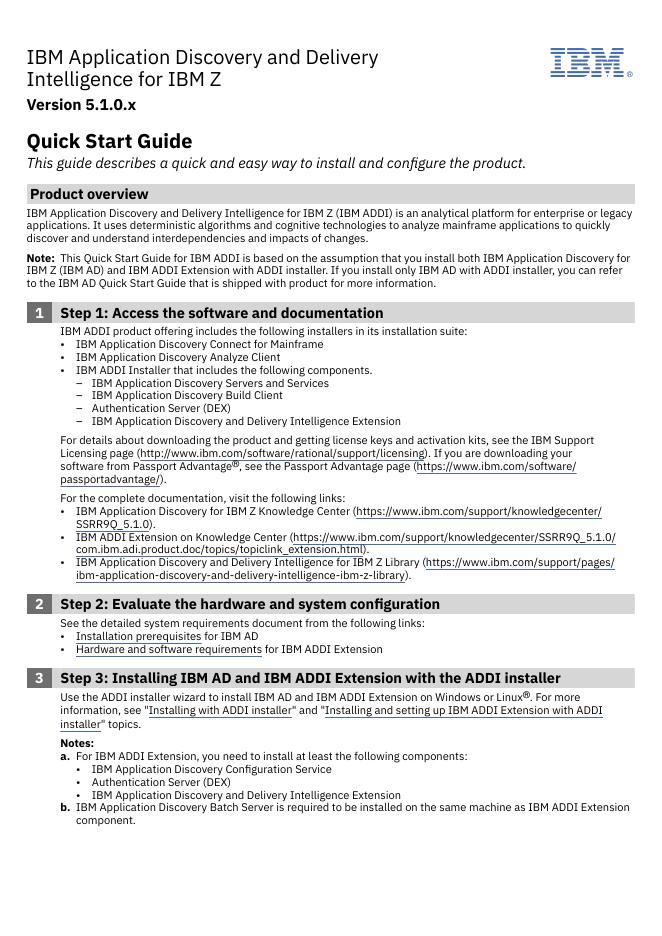 IBM Application Discovery and Delivery Intelligence for IBM Z V5.1.0.x IBM® 快速<em>入门</em>指南 海报