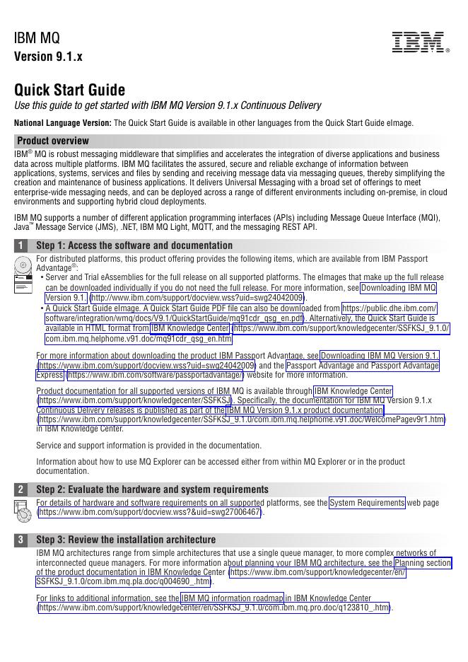 IBM MQ 9.1.x 快速<em>入门</em>指南 海报