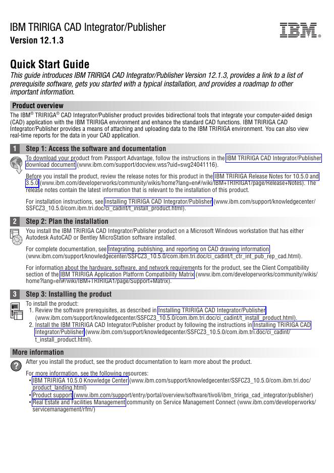 IBM TRIRIGA CAD Integrator/Publisher V12.1.3 快速<em>入门</em>指南 海报