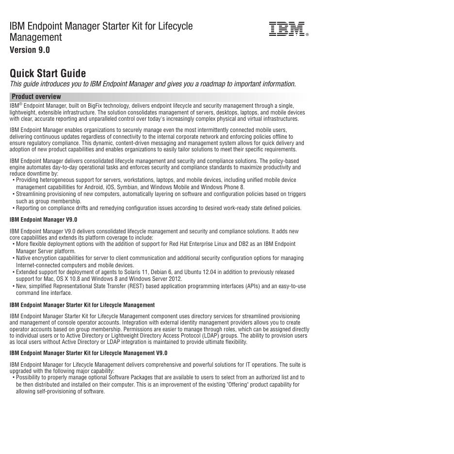 IBM Endpoint Manager Starter Kit for Lifecycle Management Version 9.0 快速<em>入门</em>指南 海报