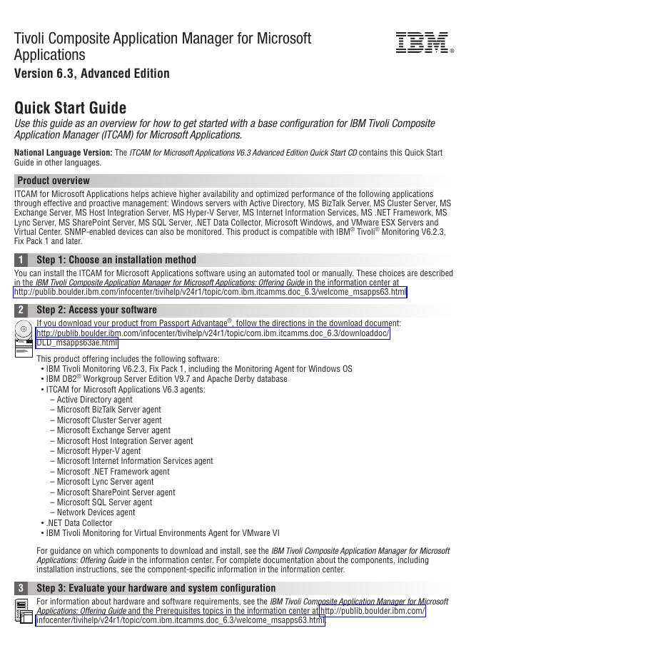 IBM Tivoli Composite Application Manager for Microsoft Applications V6.3高级版快速<em>入门</em>指南 海报