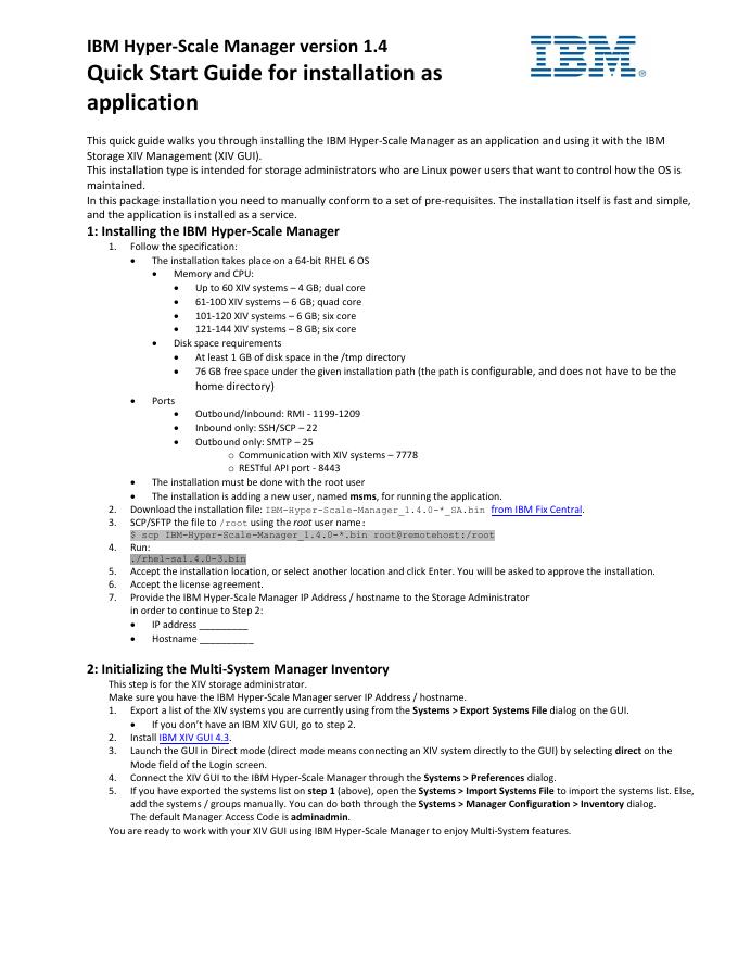 IBM Hyper-Scale Manager 1.4 快速<em>入门</em>指南 海报