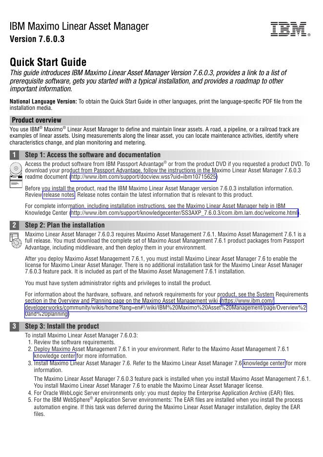IBM Maximo 线性资产管理器 7.6.0.3 快速<em>入门</em>指南 海报