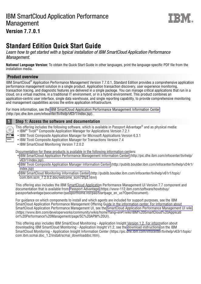 IBM SmartCloud Application Performance Management 7.7.0.1 标准版快速<em>入门</em>指南 海报