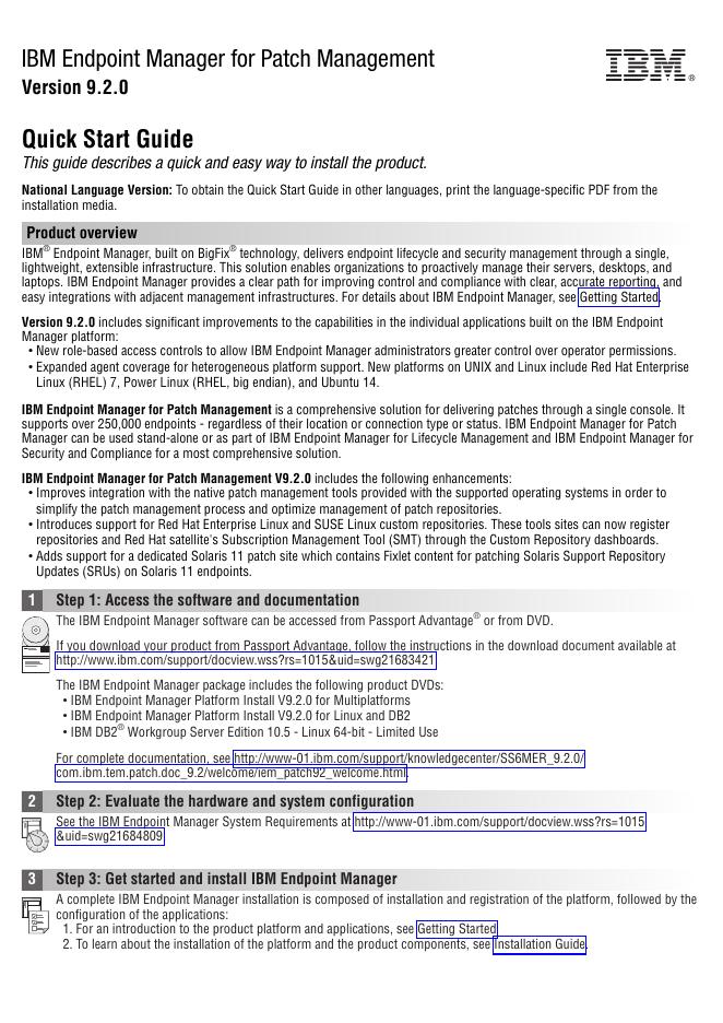 IBM Endpoint Manager for Patch Management 快速<em>入门</em>指南 海报