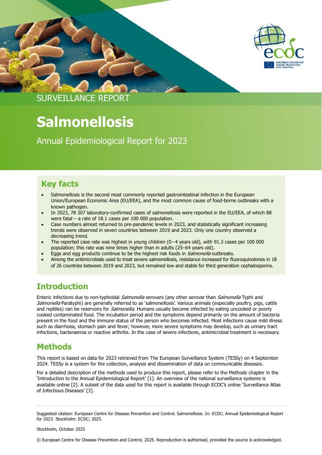 欧洲疾控中心：沙门氏菌病-2023年年度流行病学报告（英文版）海报