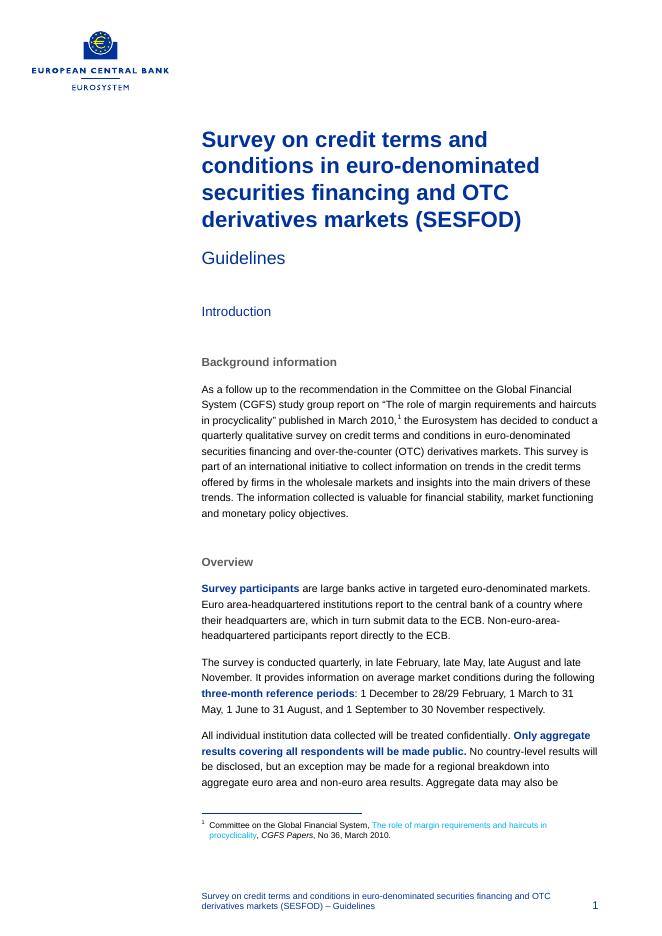 欧洲央行：2025年欧元计价证券融资和场外衍生品市场信贷条款和条件调查（SESFOD）报告（英文版）海报